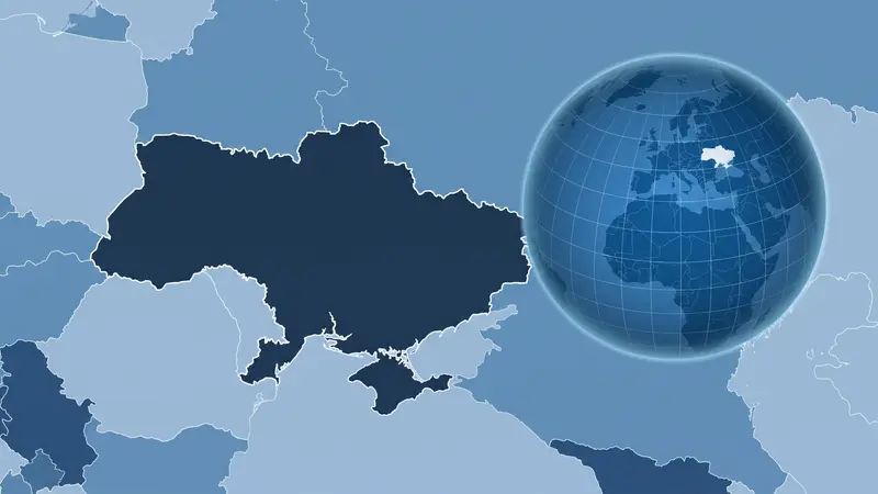 Carte de l'Ukraine et sa position sur le globe